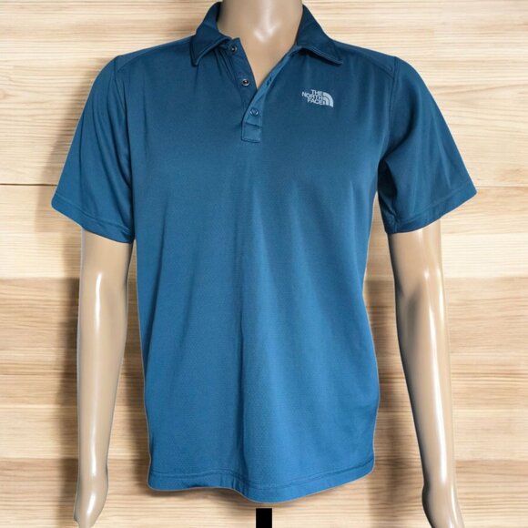 THE NORTH FACE ( SM ) Short Sleeve Crag Polo Shirt Mens Turquoise - Picture 1 of 8